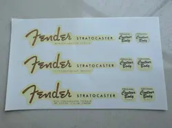 FENDER ELECTRIC GUITAR STRATOCASTER RETRO WATERSLIDE TRANSFER HEADSTOCK DECALS