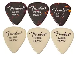 VINTAGE GUITAR PICKS-1980’S FENDER 351- X-HEAVY LOT OF 6-NOS- 2 LINE EXTRA HEAVY