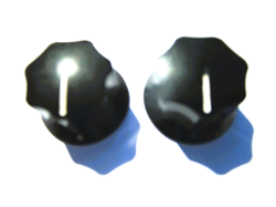 (2) VINTAGE FENDER JAZZ BASS VOLUME GUITAR KNOBS, 1960'S