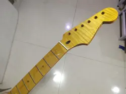 YELLOW 22 FRET ST ELECTRIC GUITAR NECK FLAME MAPLE FOR DIY FENDER REPLACEMENT