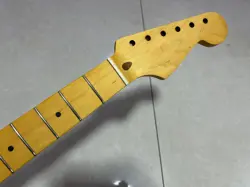 VINTAGE 21 FRET STRAT GUITAR NECK MAPLE FOR DIY FENDER REPLACEMENT YELLOW MATTE