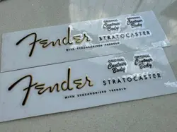 2 PCS FENDER STRATOCASTER GUITAR VINYL UV TRANSFER NECK HEADSTOCK STICKER DECALS