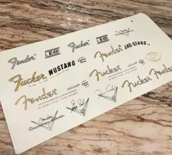 1PCS FENDER JAGUAR MUSTANG GUITAR HEADSTOCK WATERSLIDE TRANSFER DECALS STICKERS