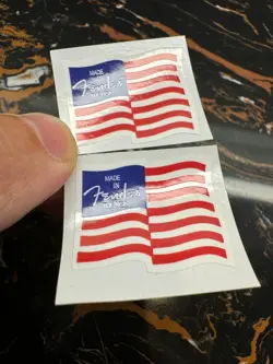 2 PCS FENDER GUITAR NATIONAL FLAG PVC WATERPROOF HEADSTOCK VINYL DECALS STICKER