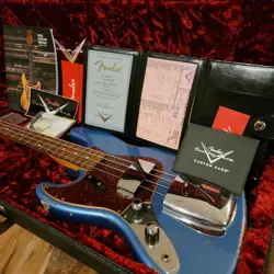 2019 FENDER 1962 JAZZ BASS CUSTOM SHOP HEAVY RELIC LEFTY AGED LAKE PLACID BLUE