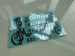 2PCS CUSTOM FENDER TELE STRAT GUITAR HEADSTOCK SELFADHESIVE METAL STICKER SILVER