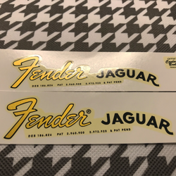 2PCS VINTAGE JAGUAR FENDER GUITAR WATERSLIDE TRANSFER HEADSTOCK LOGO DECAL