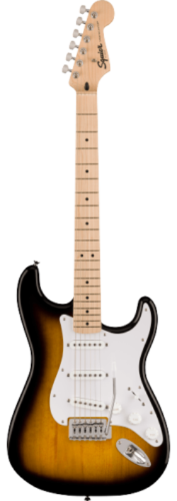 FENDER SQUIER SONIC STRATOCASTER ELECTRIC GUITAR, 2-COLOR SUNBURST, MAPLE NECK