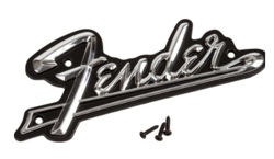 NEW FENDER LOGO AMPLIFIER METAL PLATE - 0994093000 BLACKFACE -