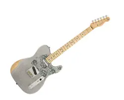 USED FENDER BRAD PAISLEY ROAD WORN TELECASTER - SILVER SPARKLE W/ MAPLE FB
