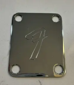 FENDER F LOGO CHROME ELECTRIC GUITAR NECK PLATE 4 BOLT