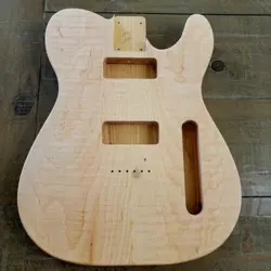 TELECASTER-STYLE GUITAR BODY, FLAME MAPLE ON ASH, P90