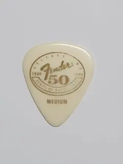 FENDER 50TH ANNIVERSARY GUITAR PICK WHITE RARE FIND