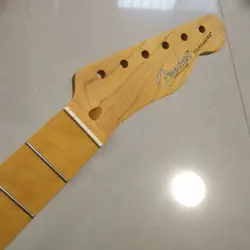 VINTAGE 22 FRET TELE GUITAR NECK MAPLE FOR DIY FENDER REPLACEMENT YELLOW MATTE