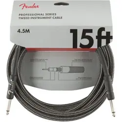 FENDER PROFESSIONAL SERIES INSTRUMENT CABLE SS 15' GRAY TWEED GUITAR