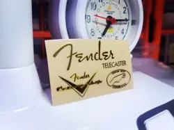 2PCS FENDER TELE GUITAR CUSTOM SHOP HEADSTOCK SELF-ADHESIVE METAL STICKER GOLDEN