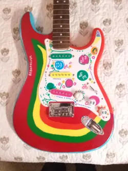 FENDER SQUIRE GUITAR/REPLICA GEORGE HARRISON ROCKY GUITAR/HAND PAINTED FREE GIFT