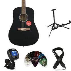 FENDER CD-60S DREADNOUGHT ACOUSTIC GUITAR ESSENTIALS BUNDLE - BLACK