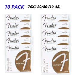 10PACK FOR FENDER 70XL 20/80 BRONZE EXTRA LIGHT ACOUSTIC GUITAR STRINGS (10-48)