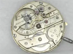 RARE 45MM JURGENSEN STYLE 20 JEWEL HI GRADE NICKEL POCKETWATCH MOVEMENT & DIAL