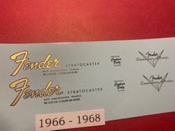 FENDER '66 TO '68 CBS  STRATOCASTER WATERSLIDE HEADSTOCK DECAL 2 PER LISTING