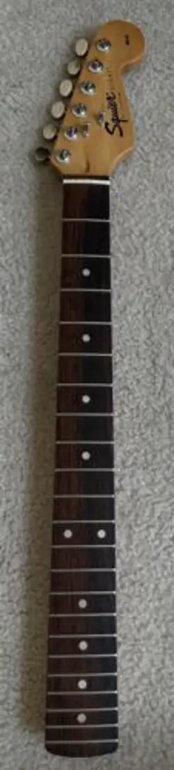 1998 FENDER SQUIER STRATOCASTER NECK - 60'S PRE CBS HEADSTOCK W/ UPGRADES