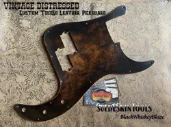 CUSTOM TOOLED LEATHER DISTRESSED BROWN PICKGUARD FENDER PRECISION P BASS