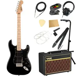 SQUIER BY FENDER SONIC STRATOCASTER HSS MN BLK WITH VOX AMPLIFIER 11-PIECE BEGIN