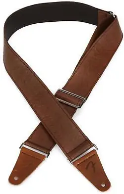 FENDER TOOLED LEATHER GUITAR STRAP - BROWN
