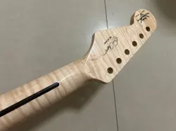 TIGER FLAME MAPLE 22 FRET ELECTRIC GUITAR NECKPEARL DOT INLAY FOR FENDER STYLE