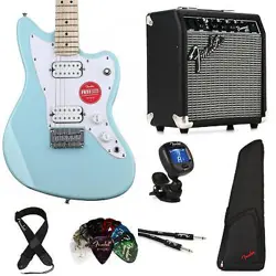 SQUIER MINI JAZZMASTER HH ELECTRIC GUITAR AND FENDER FRONTMAN 10 AMP ESSENTIALS