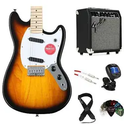 SQUIER SONIC MUSTANG SOLIDBODY ELECTRIC GUITAR AND FENDER AMP BUNDLE - 2-COLOR