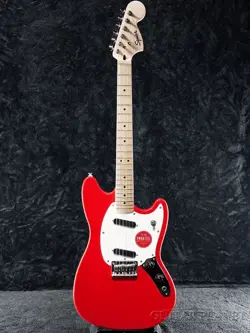SQUIER BY FENDER SONIC MUSTANG ELECTRIC GUITAR TORINO RED USED WITH SOFT CASE