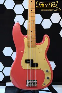 USED FENDER ROAD WORN 50S PRECISION BASS FIESTA RED MAINTAINED