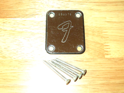 FENDER 1975 CHROME F LOGO FOUR BOLT NECK PLATE