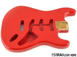 NEW REPLACEMENT BODY FOR FENDER STRATOCASTER STRAT, ROASTED ASH, FIESTA RED