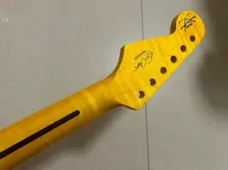 YELLOW FLAME MAPLE 22 FRET ELECTRIC GUITAR NECK PEARL DOT INLAY FOR FENDER STYLE