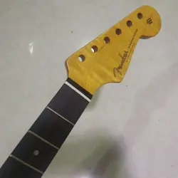 21 FRET FLAME MAPLE STRAT GUITAR NECK ROSEWOOD FOR DIY FENDER REPLACE YELLOW