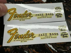2PCS FENDER JAZZ BASS GUITAR HEADSTOCK VINYL UV TRANSFER RAISED DECALS STICKER