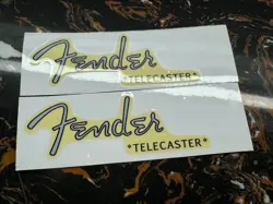 2PCS FENDER TELECASTER GUITAR HEADSTOCK VINYL UV TRANSFER RAISED DECALS STICKER