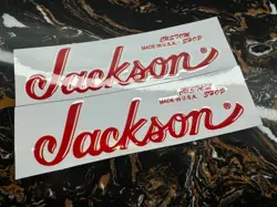 2PCS RED FENDER JACKSON CUSTOM SHOP GUITAR HEADSTOCK VINYL UV STICKER DECALS NEW