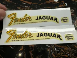 2PCS FENDER JAGUAR GUITAR BASS HEADSTOCK VINYL UV TRANSFER RAISED DECALS STICKER