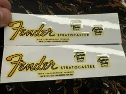 2PCS FENDER STRATOCASTER GUITAR BASS VINYL UV TRANSFER HEADSTOCK DECALS STICKERS