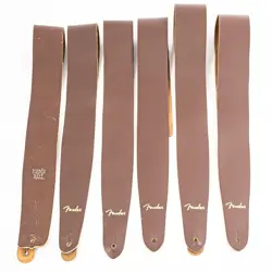 LOT OF 6 GUITAR STRAPS - 1 ERNIE BALL, 5 FENDER BROWN LEATHER (MADE IN CANADA)