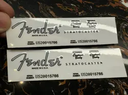 2PCS FENDER STRATOCASTER CUSTOM BODY GUITAR VINYL UV HEADSTOCK DECAL STICKER NEW