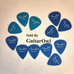 FENDER HEAVY MEDIUM THIN GUITAR PICKS 351 SHAPE CALIFORNIA CLEAR BLUE 12 PICKS