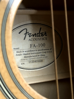 FENDER FA-100 ACOUSTIC GUITAR DREADNOUGHT BROWN WITH GIG BAG
