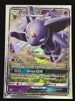 Pokemon TCG Sun & Moon Base Set Espeon GX Ultra Rare Holo Card 61/149 - Image 1
