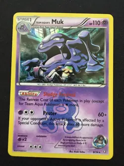Team Aqua's Muk 8/34 HOLO Rare Pokemon XY Double Crisis Set TCG Card LP - Image 1
