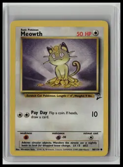 Meowth - Base Set 2 80/130 Common Non-Holo Pokemon TCG - Image 1